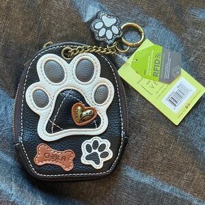 Chala Black and White Paw Print Dog Pouch NWT